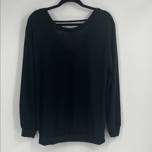 Midnight Hour Black and White Angel Wing Pullover Lightweight Sweater Size Large